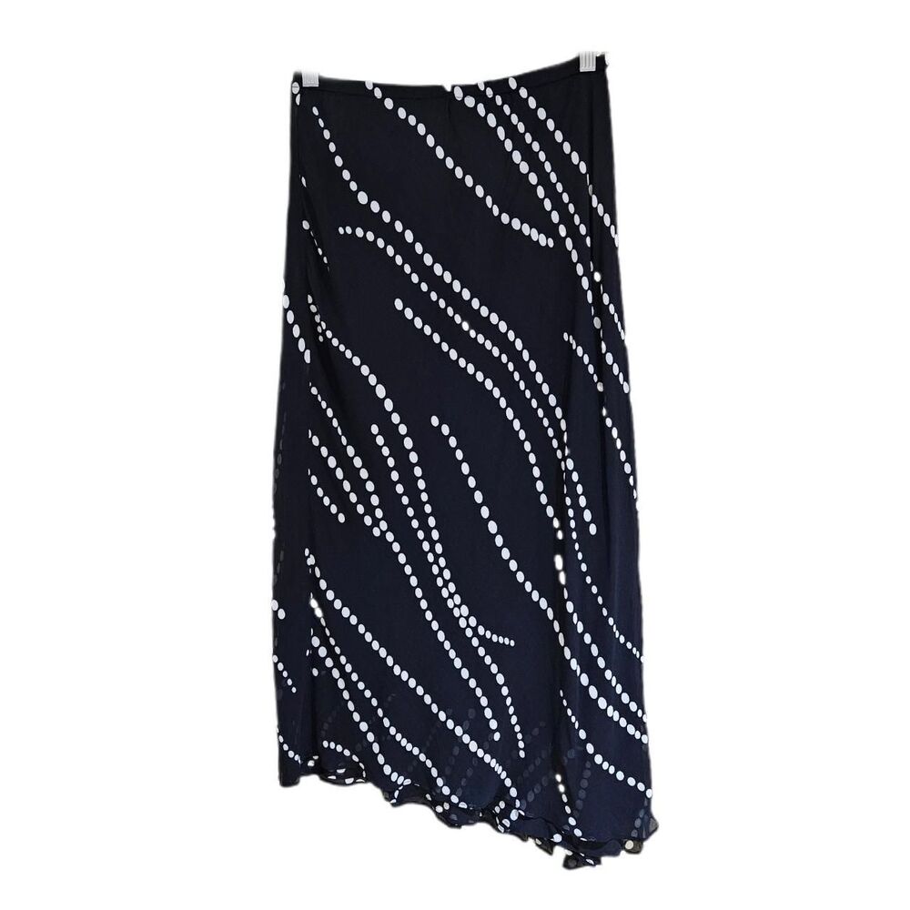 90s y2k boho black white polka dot asymmetrical skirt